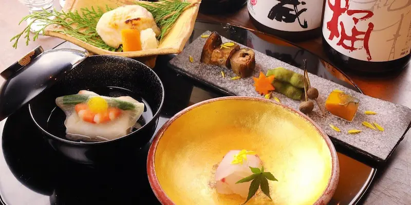 「日本料理 つむぐ」のメニューの一つ・日本料理の一例