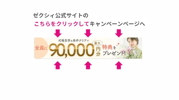 ゼクシィ公式ページのキャンペーンのボタンの説明