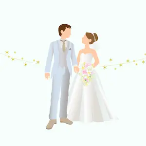 見つめ合う新郎新婦