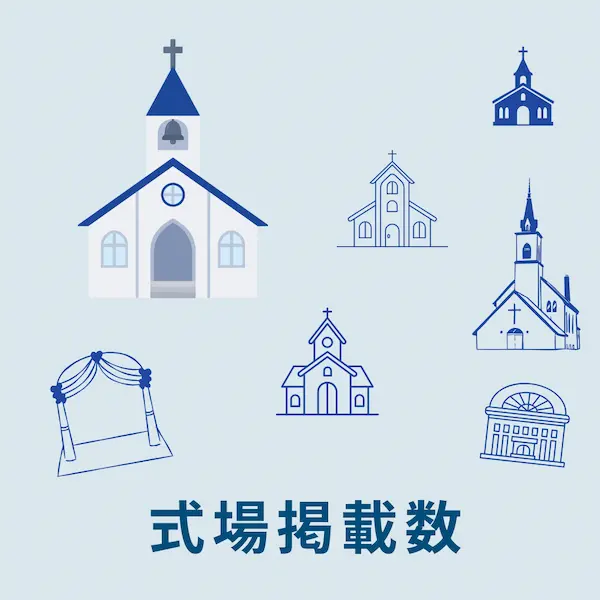 掲載式場数の多さを表す式場のイラスト